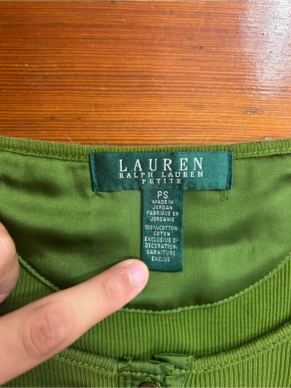 Lauren Ralph Lauren Green Henley Knit Dress Sz SP 3/4 Sleeve Fit & Flare👽 - Picture 7 of 12